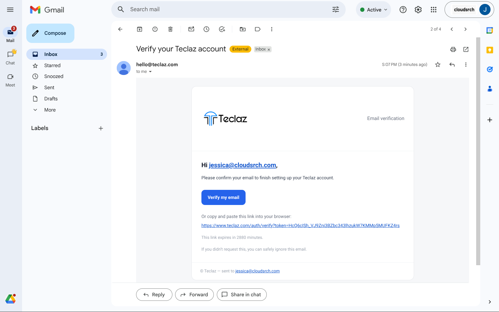 Teclaz verification email